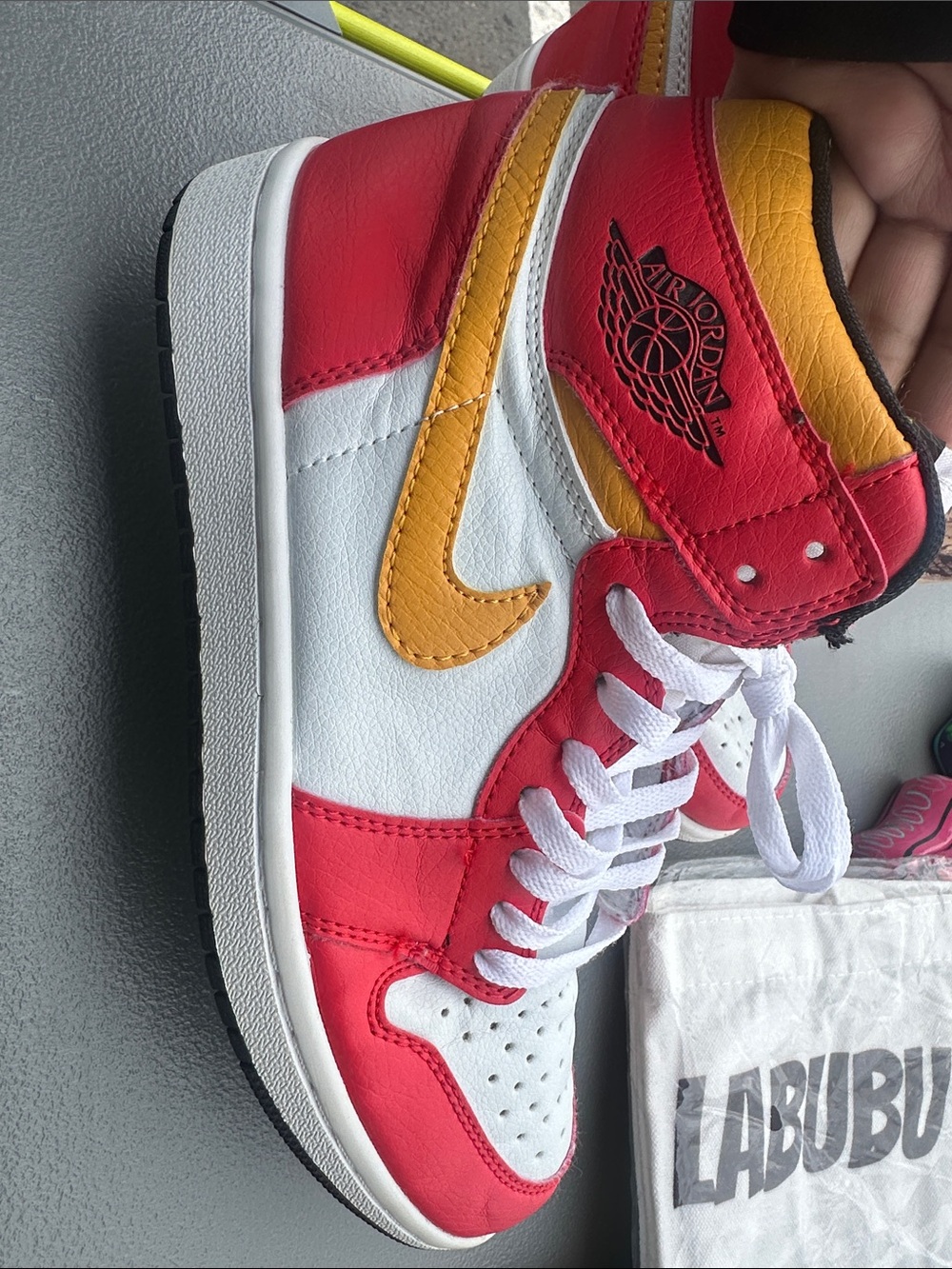 Nike High-Top Sneakers in White, Red & Yellow - Picture 7 of 11